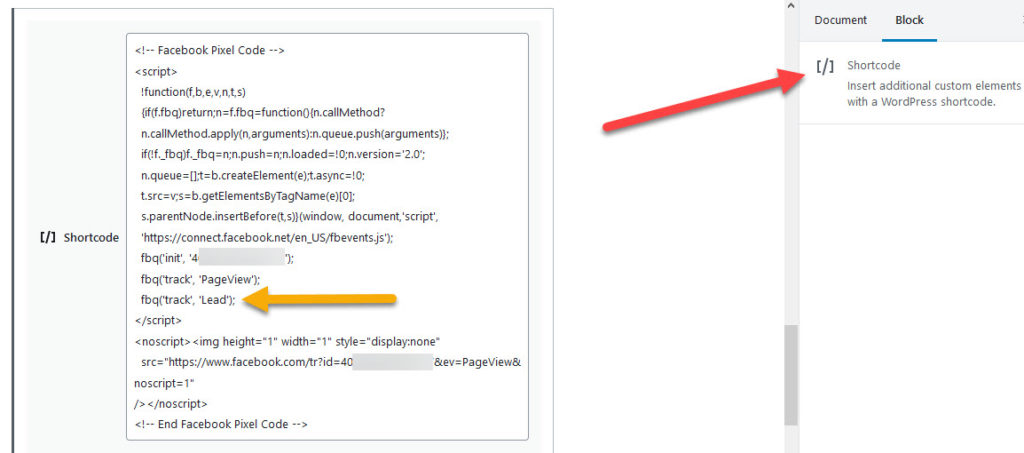 Insert Facebook Pixel Individual WordPress Post