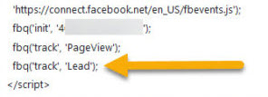 add lead to facebook pixel